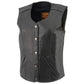 Milwaukee Leather LKL4701 Women's Black Premium Leather Motorcycle Rider Vest w/ Classic 4-Snap Closure
