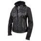 Milwaukee Leather Women's Tara Black Leather Motorcycle Rider 2-in-1 Convertible Hoodie Jacket Vest