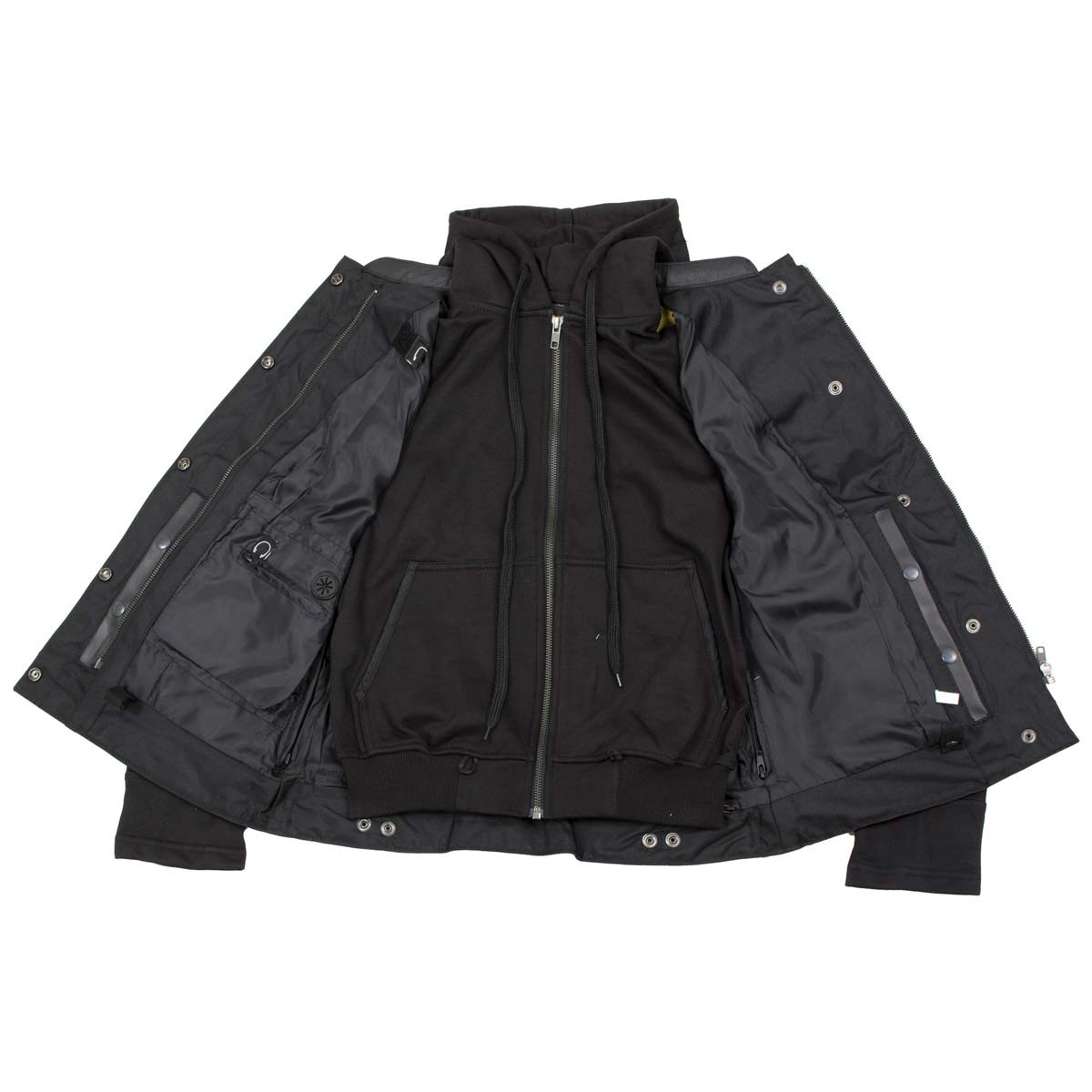Milwaukee Leather Women's Tara Black Leather Motorcycle Rider 2-in-1 Convertible Hoodie Jacket Vest