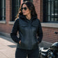 Milwaukee Leather Women's Tara Black Leather Motorcycle Rider 2-in-1 Convertible Hoodie Jacket Vest