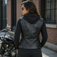 Milwaukee Leather Women's Tara Black Leather Motorcycle Rider 2-in-1 Convertible Hoodie Jacket Vest