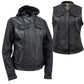 Milwaukee Leather Women's Tara Black Leather Motorcycle Rider 2-in-1 Convertible Hoodie Jacket Vest