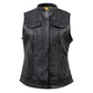 Milwaukee Leather Women's Tara Black Leather Motorcycle Rider 2-in-1 Convertible Hoodie Jacket Vest
