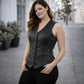 Milwaukee Leather Women's Road Queen Black Braided Buffalo Leather Motorcycle Vest - LKL4713
