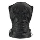 Milwaukee Leather Women's Winged Black Studded Leather Motorcycle Vest with Reflective Wings - LKL4715