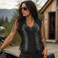 Milwaukee Leather Women's Winged Black Studded Leather Motorcycle Vest with Reflective Wings - LKL4715
