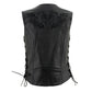 Milwaukee Leather Women's Bling V-Neck Leather Motorcycle Vest with Rhinestone Detail