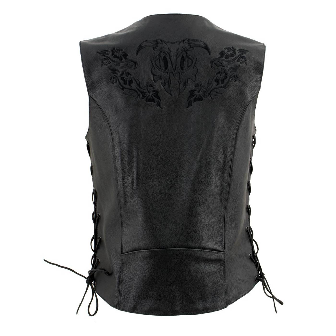 Milwaukee Leather Women's Bling V-Neck Leather Motorcycle Vest with Rhinestone Detail