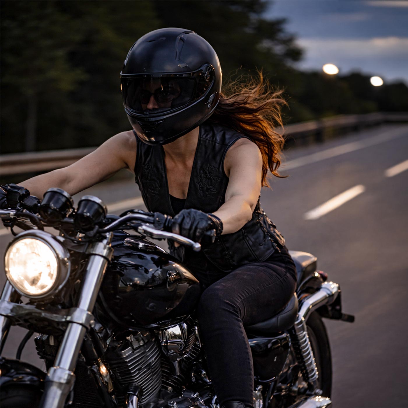 Milwaukee Leather Women's Bling V-Neck Leather Motorcycle Vest with Rhinestone Detail