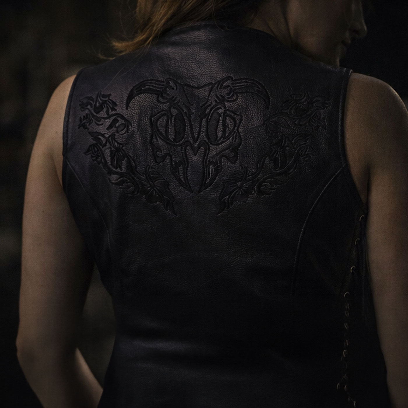 Milwaukee Leather Women's Bling V-Neck Leather Motorcycle Vest with Rhinestone Detail