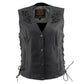 Milwaukee Leather Women's Bling V-Neck Leather Motorcycle Vest with Rhinestone Detail