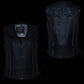 Milwaukee Leather Women's Bling V-Neck Leather Motorcycle Vest with Rhinestone Detail
