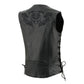 Milwaukee Leather Women's Bling V-Neck Leather Motorcycle Vest with Rhinestone Detail