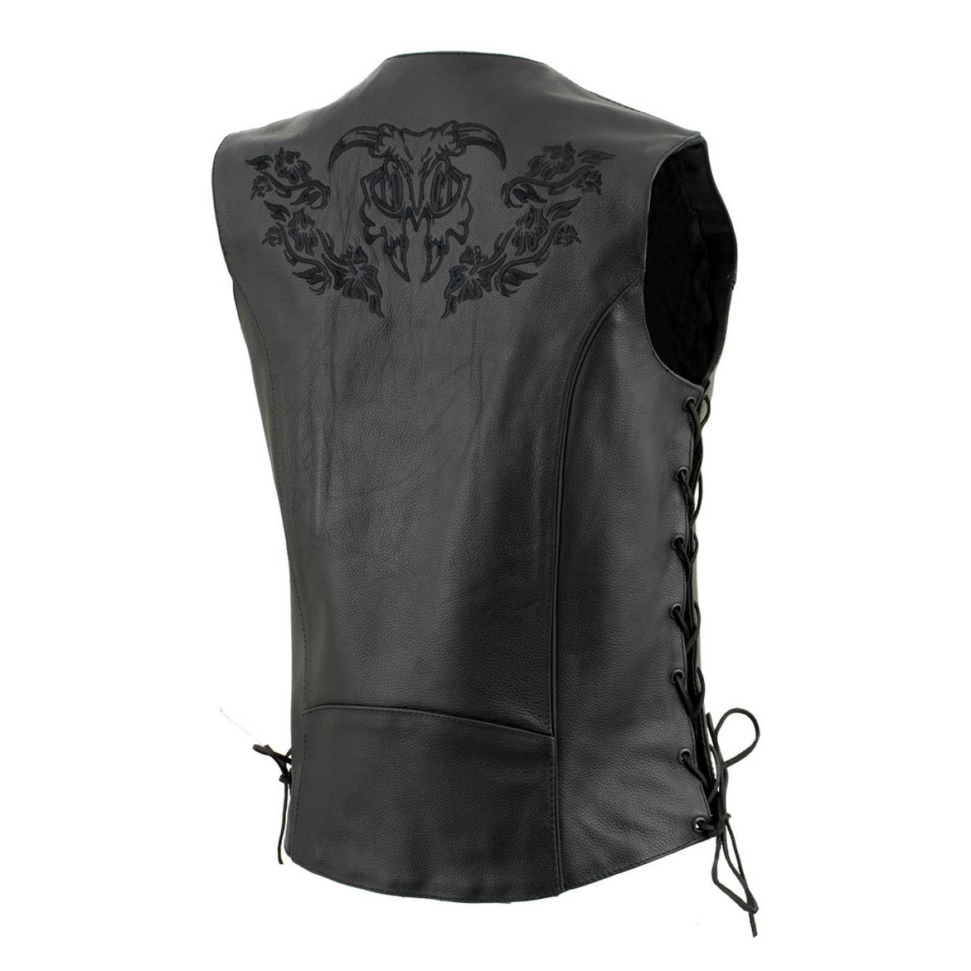 Milwaukee Leather Women's Bling V-Neck Leather Motorcycle Vest with Rhinestone Detail