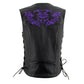 Milwaukee Leather Women's Gemma Black/Purple Leather Motorcycle Vest with Side Laces - LKL4717