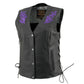 Milwaukee Leather Women's Gemma Black/Purple Leather Motorcycle Vest with Side Laces - LKL4717