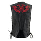 Milwaukee Leather Women's Gemma Black/Red Leather Motorcycle Vest with Side Laces - LKL4718