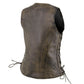 Milwaukee Leather Women's Bella Distressed Brown Leather Motorcycle Vest with Side Laces - LKL4719