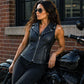 Milwaukee Leather Women's Dita Black Motorcycle Leather Vest w/ Riveted Lapel Collar - LKL4720