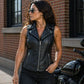 Milwaukee Leather Women's Dita Black Motorcycle Leather Vest w/ Riveted Lapel Collar - LKL4720