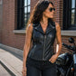 Milwaukee Leather Women's Dita Black Motorcycle Leather Vest w/ Riveted Lapel Collar - LKL4720