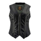 Milwaukee Leather Women's 'Bling' Black Leather V-Neck Motorcycle Rider Vest with Rhinestone Detail - LK4721