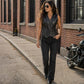 Milwaukee Leather Women's 'Bling' Black Leather V-Neck Motorcycle Rider Vest with Rhinestone Detail - LK4721