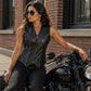 Milwaukee Leather Women's 'Bling' Black Leather V-Neck Motorcycle Rider Vest with Rhinestone Detail - LK4721