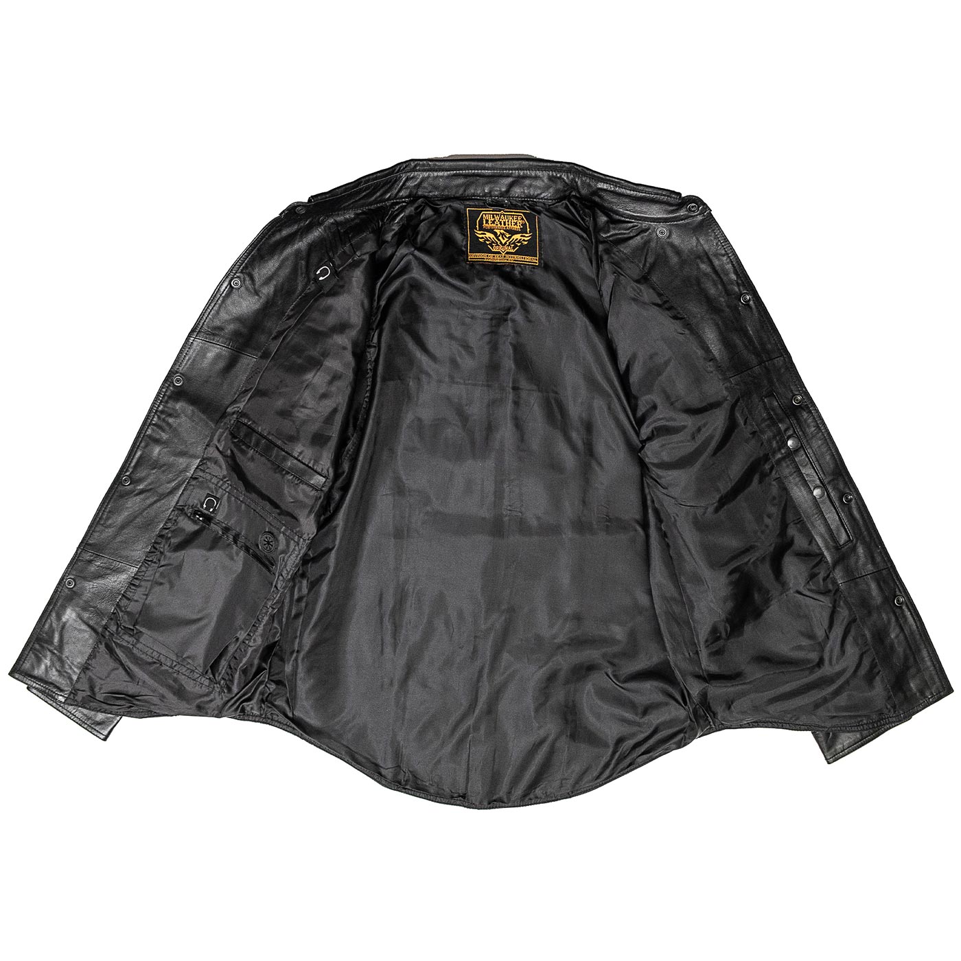 Milwaukee Leather LKM1601 Men's Black Lightweight Snap Front Casual Biker Leather Shirt