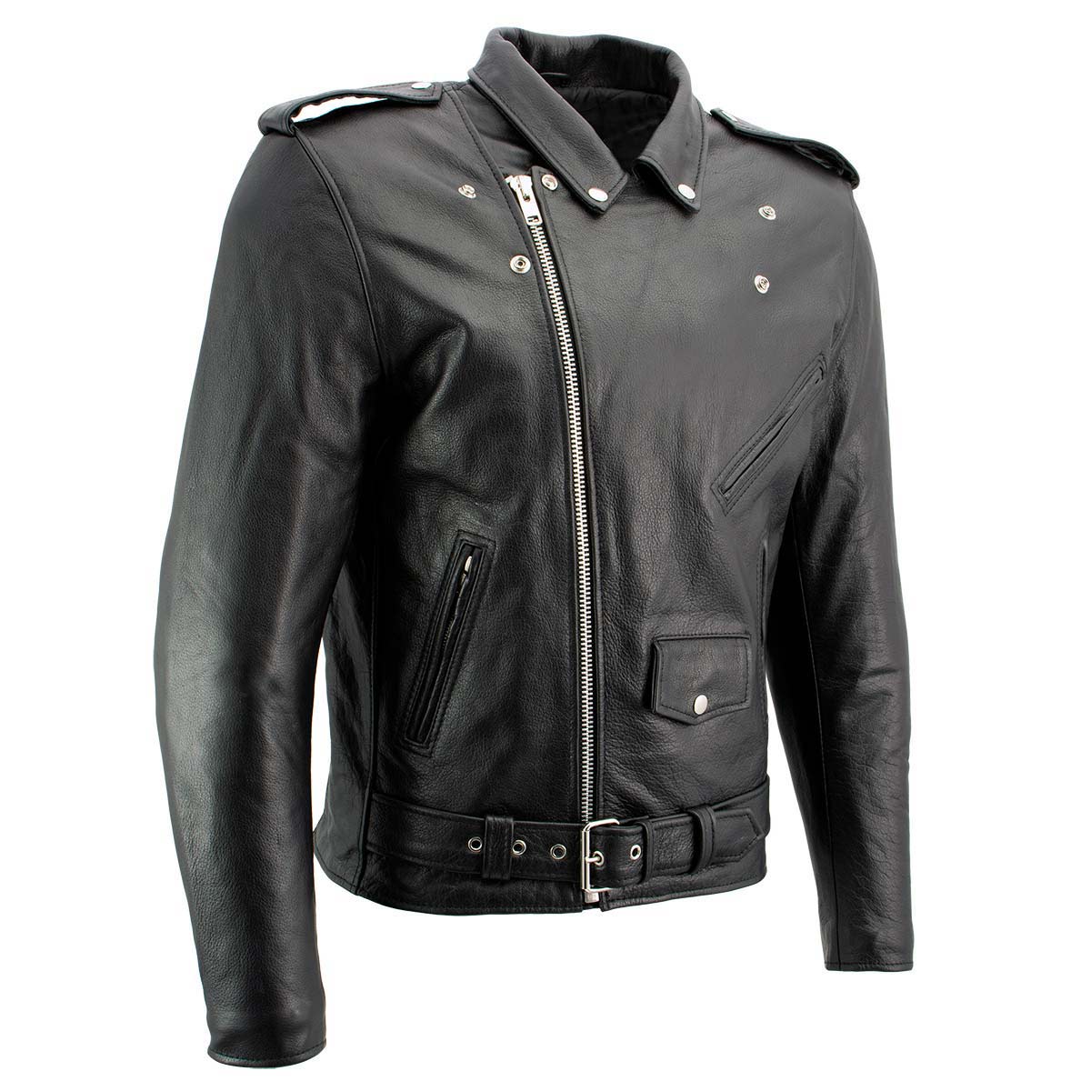 Milwaukee Leather Men's Classic Armored Black Leather Motorcycle Jacket w/ CE Armor - LKM17020