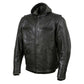 Milwaukee Leather Men's Alibi Black Leather Motorcycle Jacket w/ CE Armor, Removable Hoodie - LKM17021