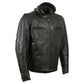 Milwaukee Leather Men's Alibi Black Leather Motorcycle Jacket w/ CE Armor, Removable Hoodie - LKM17021