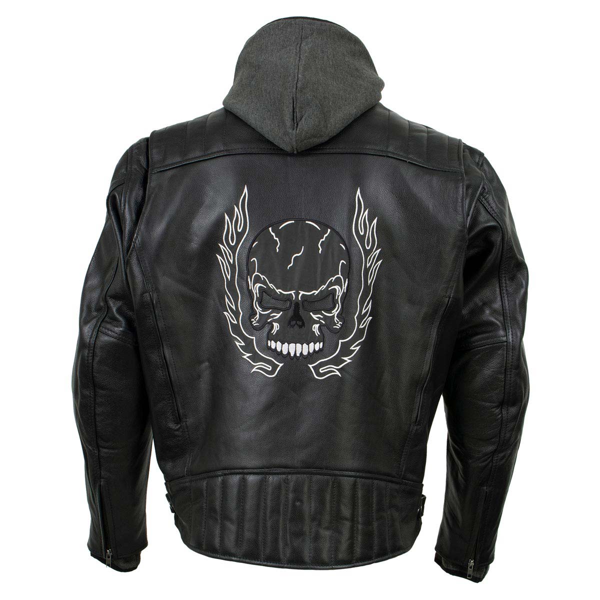 Milwaukee Leather Men's Alibi Black Leather Motorcycle Jacket w/ CE Armor, Removable Hoodie - LKM17021