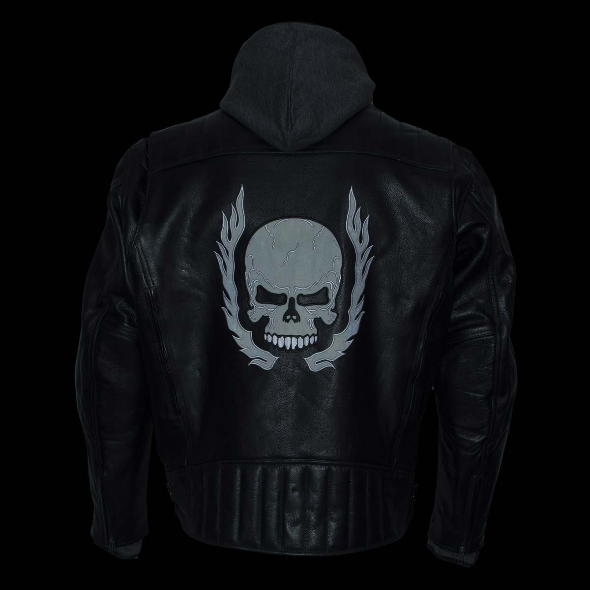 Milwaukee Leather Men's Alibi Black Leather Motorcycle Jacket w/ CE Armor, Removable Hoodie - LKM17021