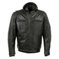 Milwaukee Leather Men's Alibi Black Leather Motorcycle Jacket w/ CE Armor, Removable Hoodie - LKM17021