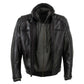 Milwaukee Leather Men's Alibi Black Leather Motorcycle Jacket w/ CE Armor, Removable Hoodie - LKM17021