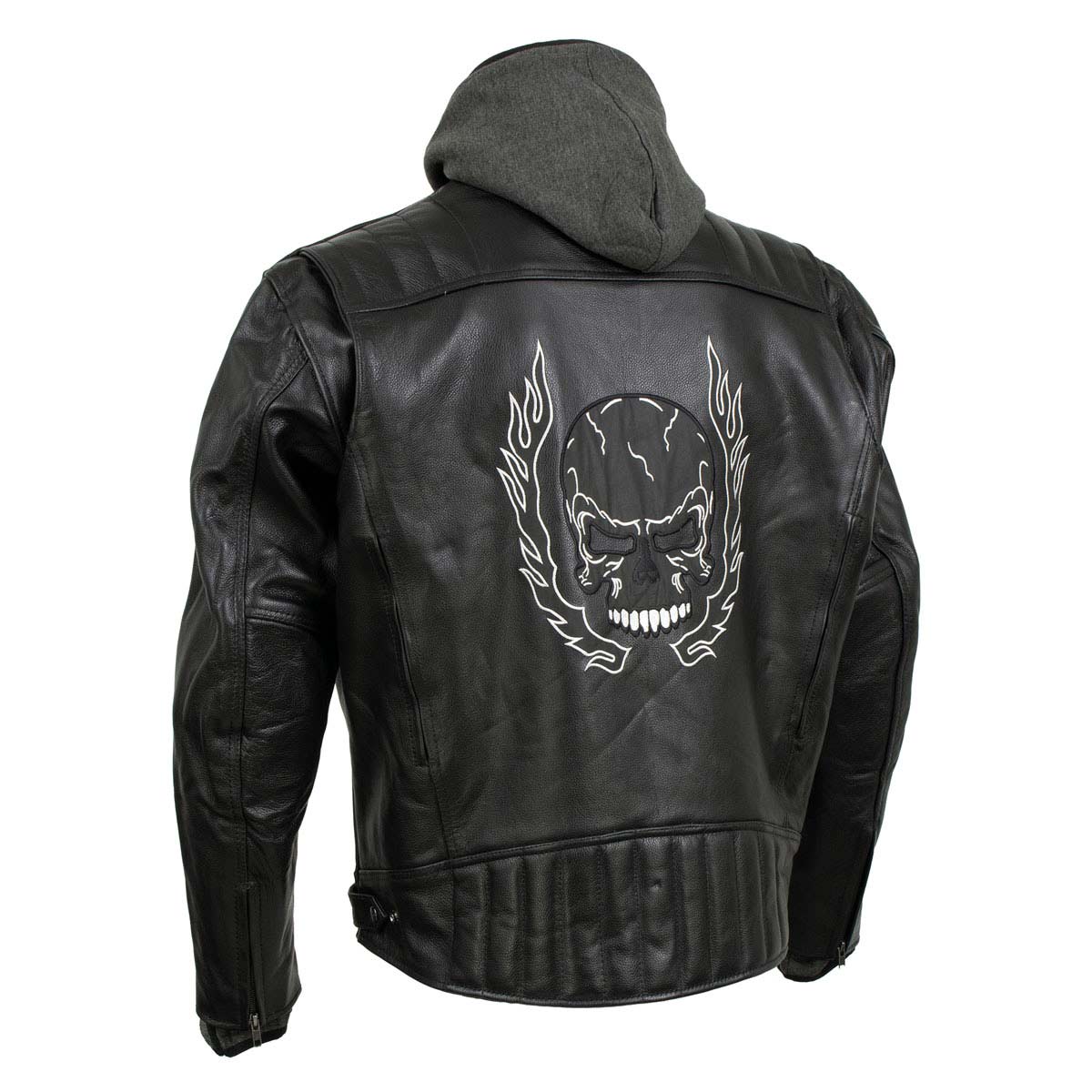 Milwaukee Leather Men's Alibi Black Leather Motorcycle Jacket w/ CE Armor, Removable Hoodie - LKM17021