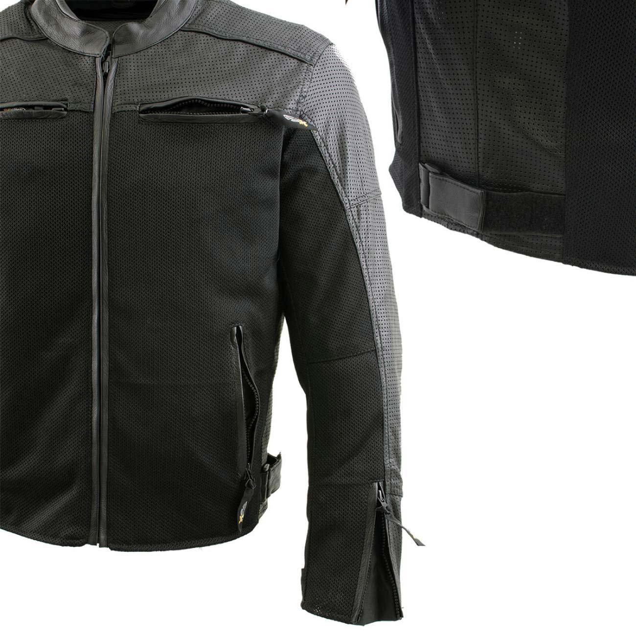Milwaukee Leather Men's Chaos Black Leather Motorcycle Jacket w/ CE Armor, Reflective Panels, Vents - LKM17022