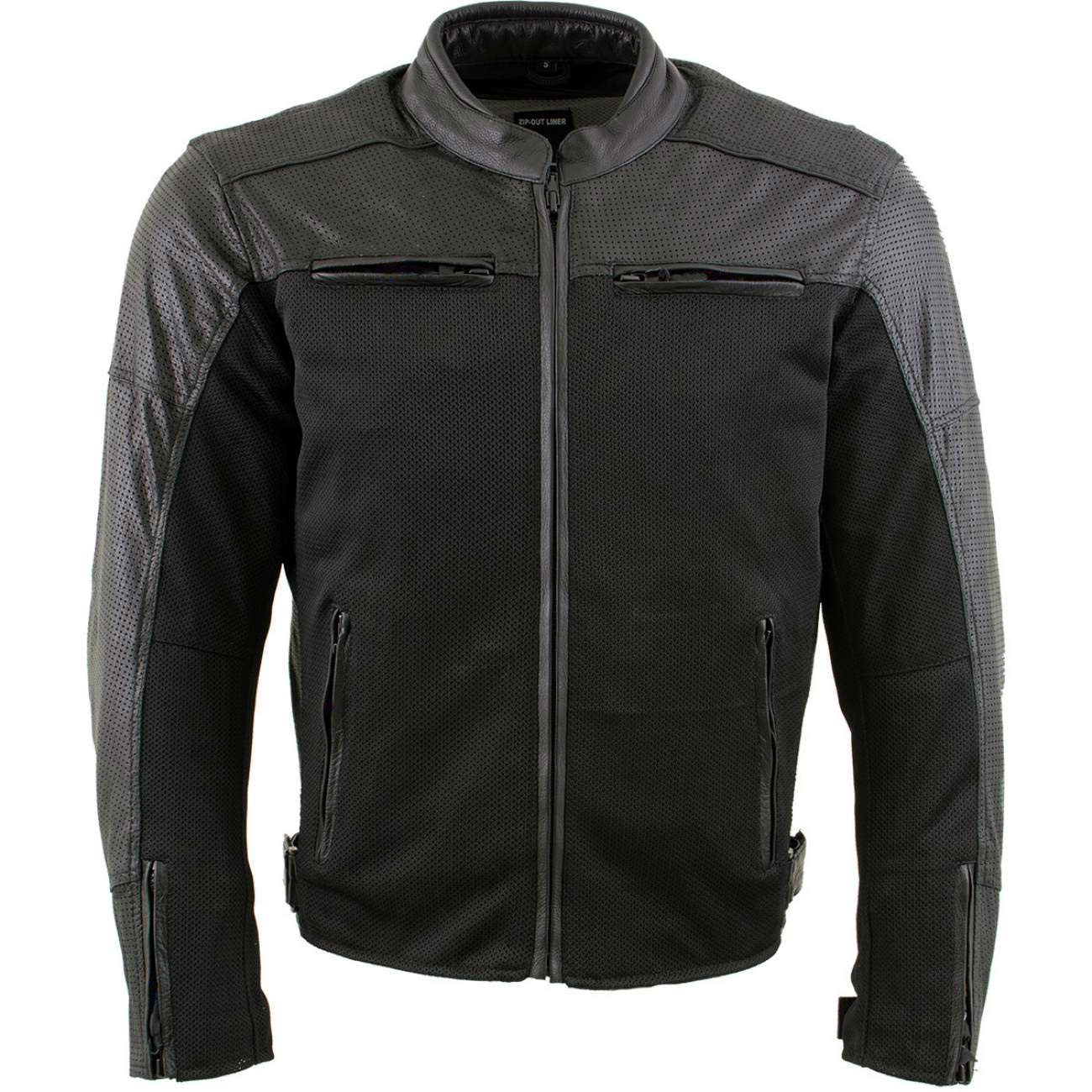 Milwaukee Leather Men's Chaos Black Leather Motorcycle Jacket w/ CE Armor, Reflective Panels, Vents - LKM17022