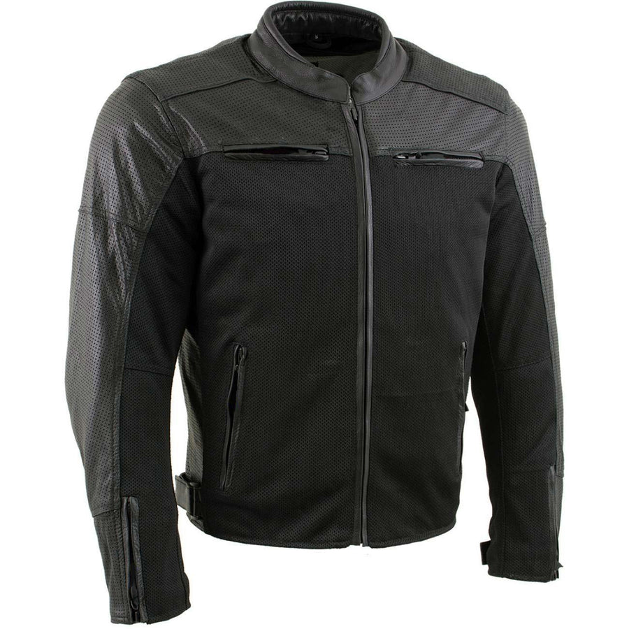 Milwaukee Leather Men's Chaos Black Leather Motorcycle Jacket w/ CE Armor, Reflective Panels, Vents - LKM17022