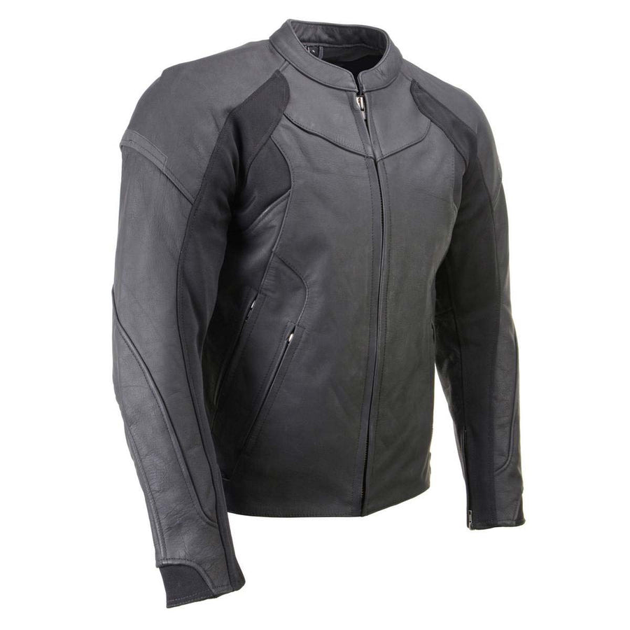 Milwaukee Leather Men's Endo Black Leather Motorcycle Jacket w/ CE Armor, Reflective Panels, Vents - LKM17023