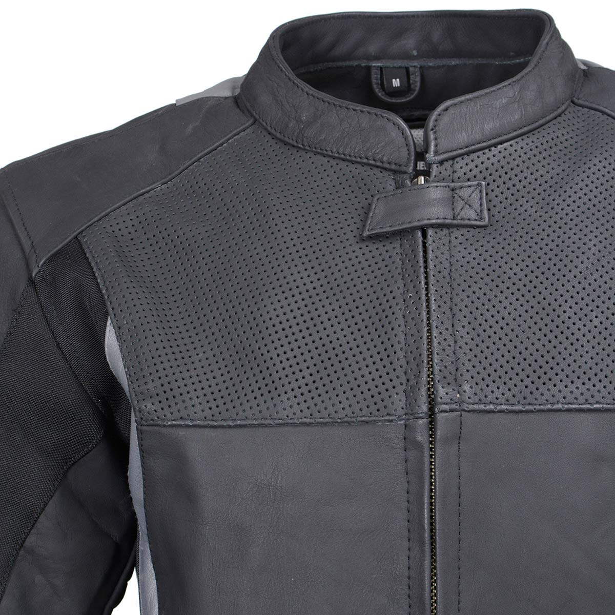 Milwaukee Leather Men's Stryde Black and Grey Matte Finish Racer Leather Motorcycle Jacket - LKM17024