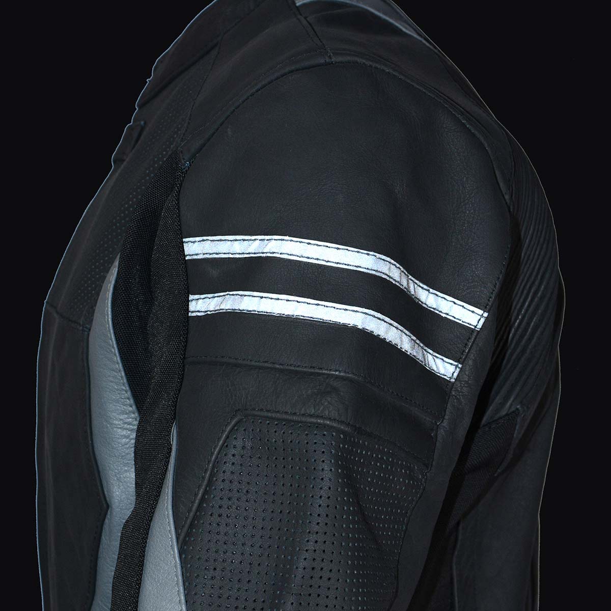 Milwaukee Leather Men's Stryde Black and Grey Matte Finish Racer Leather Motorcycle Jacket - LKM17024