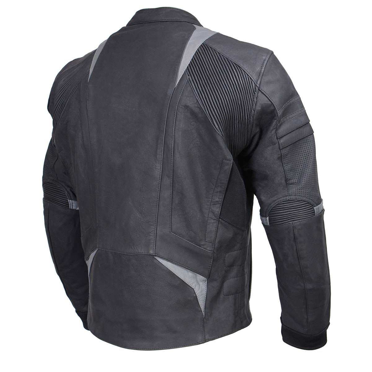 Milwaukee Leather Men's Stryde Black and Grey Matte Finish Racer Leather Motorcycle Jacket - LKM17024