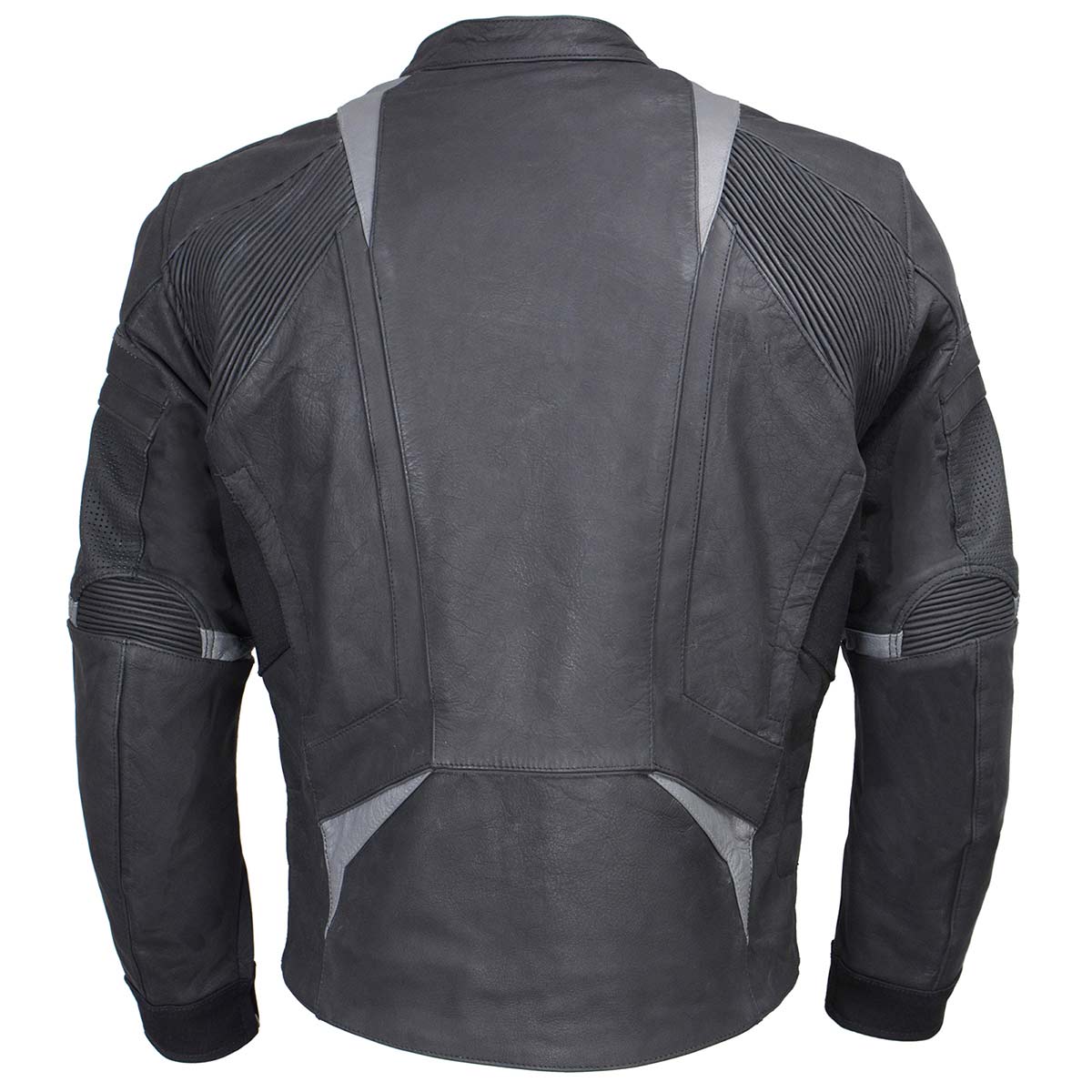 Milwaukee Leather Men's Stryde Black and Grey Matte Finish Racer Leather Motorcycle Jacket - LKM17024