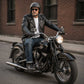 Milwaukee Leather LKM1702 Men's Vintage Flat Black Motorcycle Biker Leather Jacket w/ CE Armor Protection