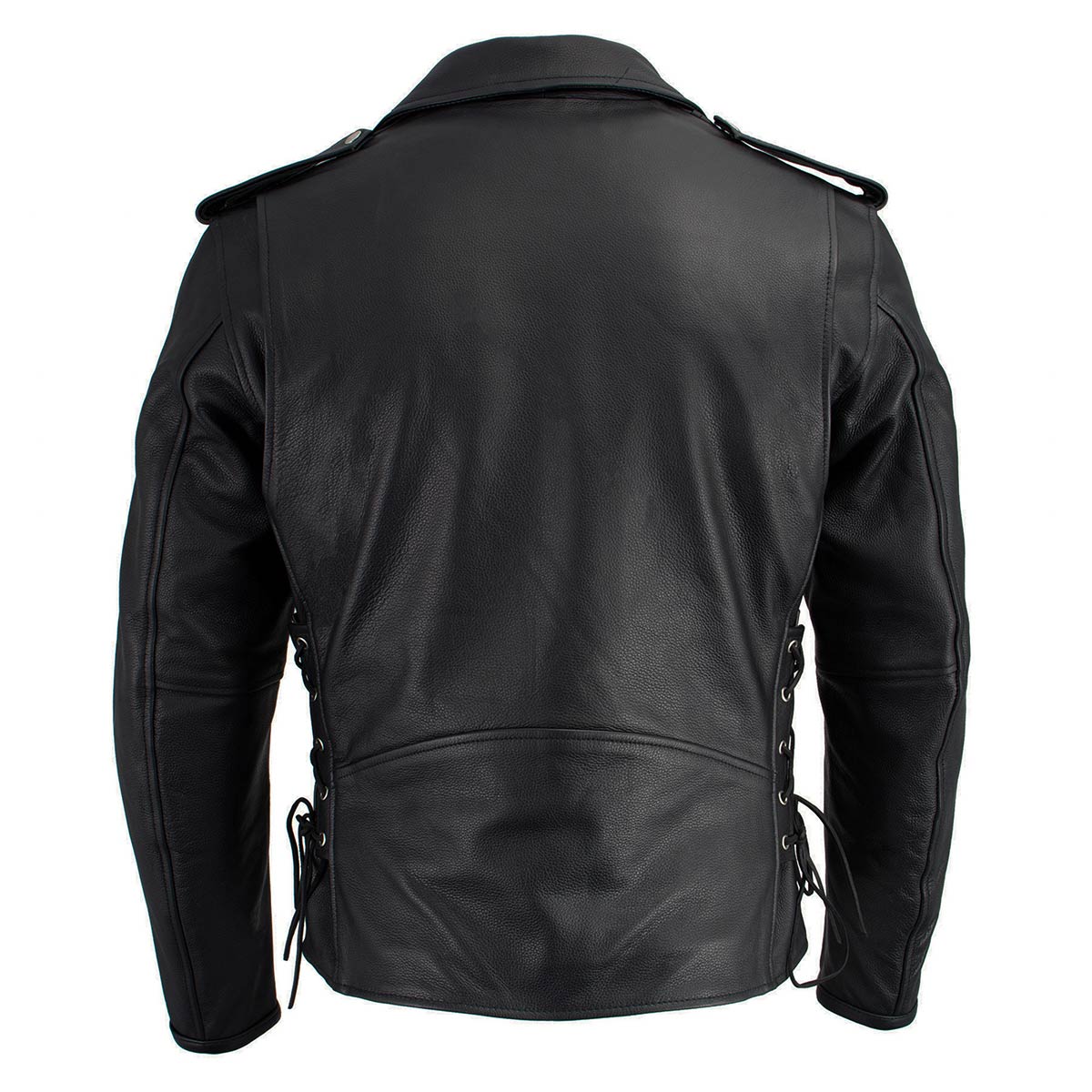 Milwaukee Leather LKM1711 Black Leather Motorcycle Jacket for Men, Thick Police Style Biker Jacket w/ Side Lace