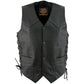 Milwaukee Leather Men's Classic ‘Side Laced Black Western Style Motorcycle Vest - LKM3776
