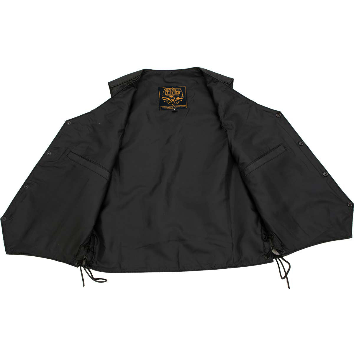 Milwaukee Leather Men's Classic ‘Side Laced Black Western Style Motorcycle Vest - LKM3776