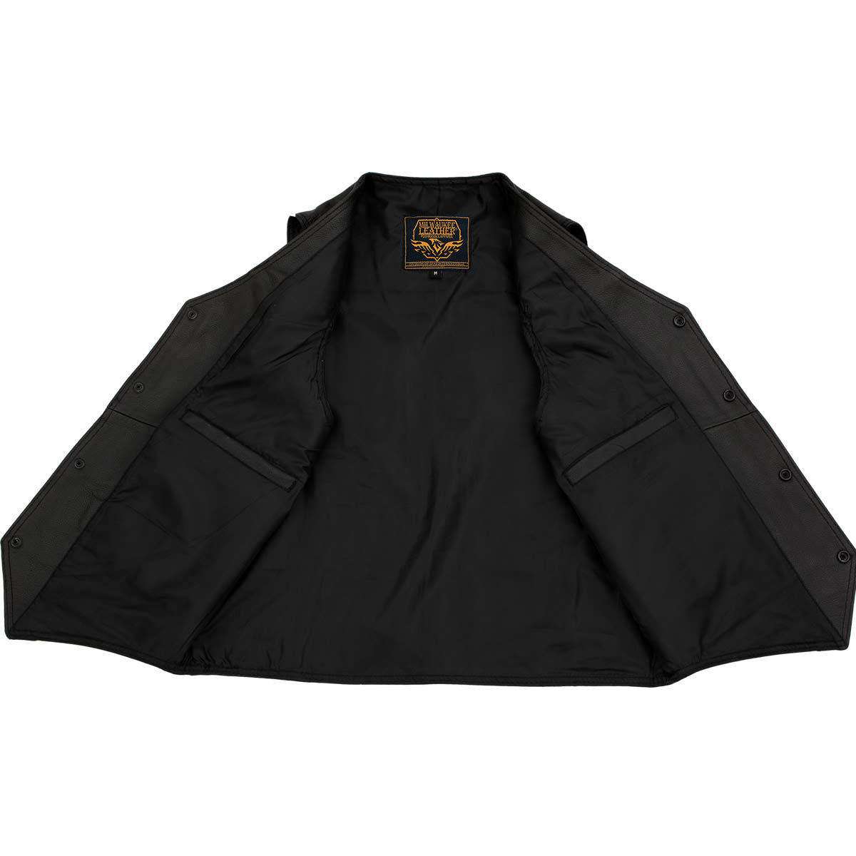 Milwaukee Leather Men's Black Classic Western Style Motorcycle Leather Rider Vest - LKM3778